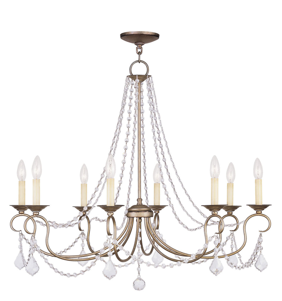 Livex Pennington 8 Light Antique Silver Leaf Chandelier - C185-6518-73