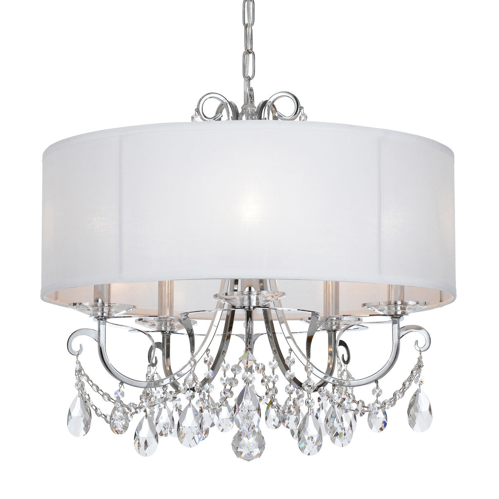 5 Light Polished Chrome Transitional  Modern Chandelier Draped In Clear Spectra Crystal - C193-6625-CH-CL-SAQ