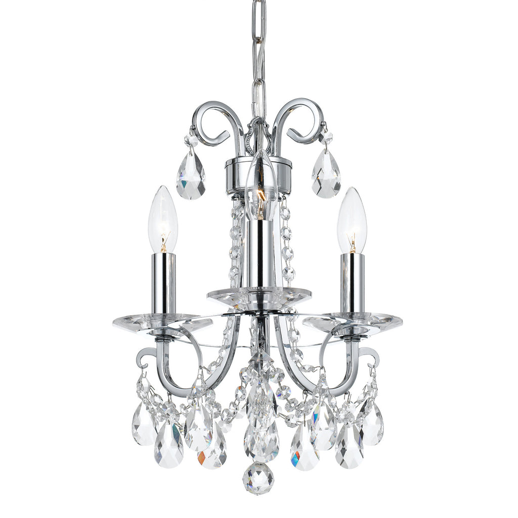 3 Light Polished Chrome Transitional  Modern Mini Chandelier Draped In Clear Spectra Crystal - C193-6823-CH-CL-SAQ