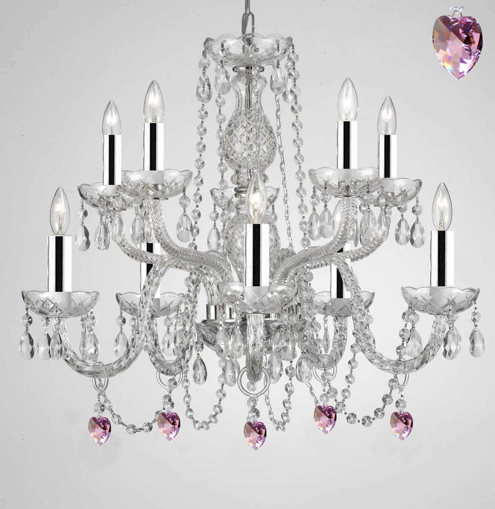 Empress Crystal (Tm) Chandelier Chandeliers Lighting with Pink Color Crystal w/Chrome Sleeves! - G46-B43/B21/1122/5+5