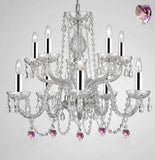 Empress Crystal (Tm) Chandelier Chandeliers Lighting with Pink Color Crystal w/Chrome Sleeves! - G46-B43/B21/1122/5+5