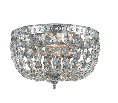 2 Light Chrome Traditional Ceiling Mount Draped In Clear Swarovski Strass Crystal - C193-710-CH-CL-S