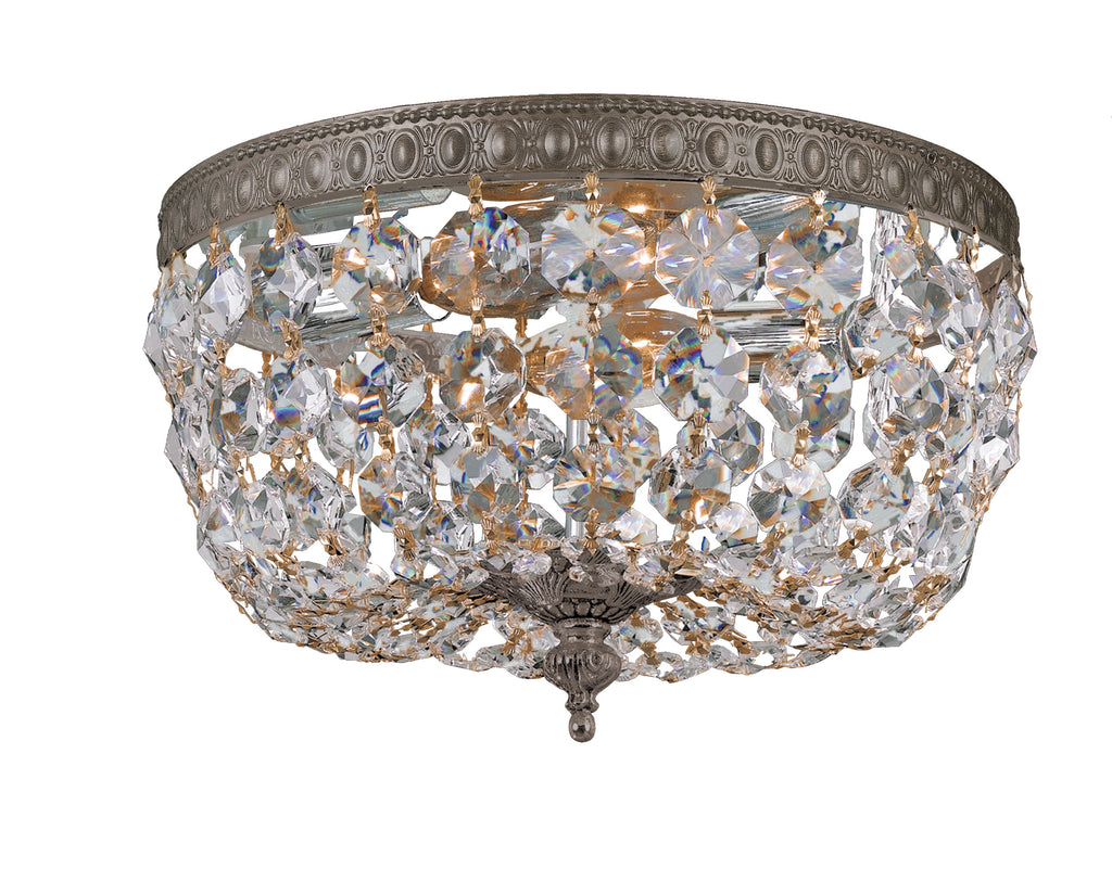 2 Light English Bronze Traditional Ceiling Mount Draped In Clear Spectra Crystal - C193-710-EB-CL-SAQ