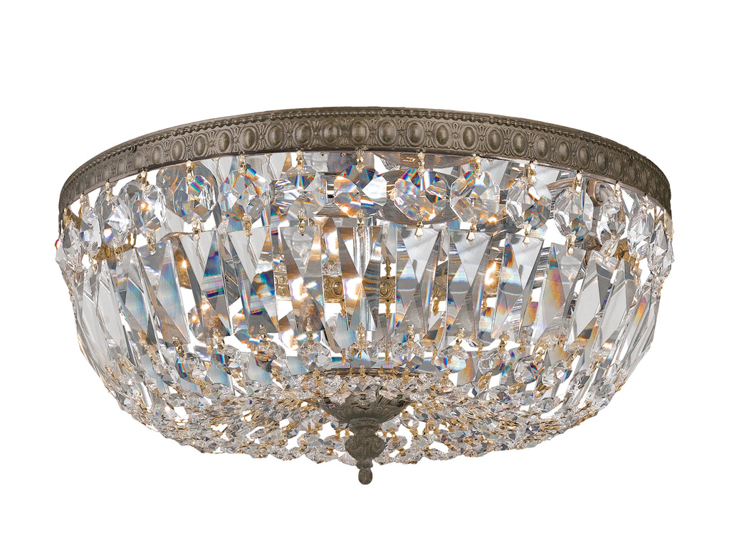 3 Light English Bronze Traditional Ceiling Mount Draped In Clear Italian Crystal - C193-712-EB-CL-I