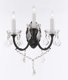 Set of 3-2 Wrought Iron Wall Sconce Crystal Lighting W 11.5" H 14" D 17" and 1 Wrought Iron Crystal Chandelier Lighting W38 H44 - 2EA G83-3/556 + 1EA A83-556/16