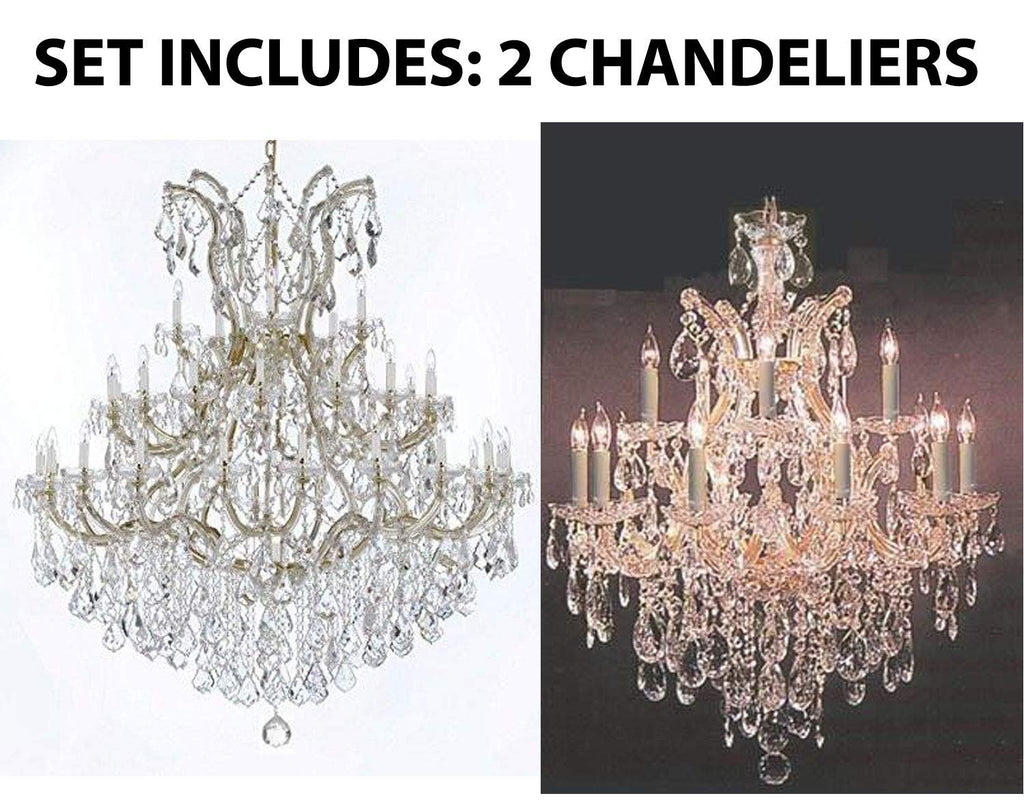 Set of 2-1 Large Foyer/Entryway Maria Theresa Empress Crystal (Tm) Chandeliers Lighting! H 60" W 52" and 1 Chandelier Crystal Lighting H30" X W28" - B12/2756/36+1 + 21532/12+1