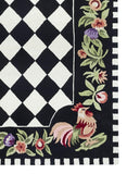 Rooster Checkered Wool Rug Handtufted Area Rug 5 X 7 - J10-IN-207-5X7