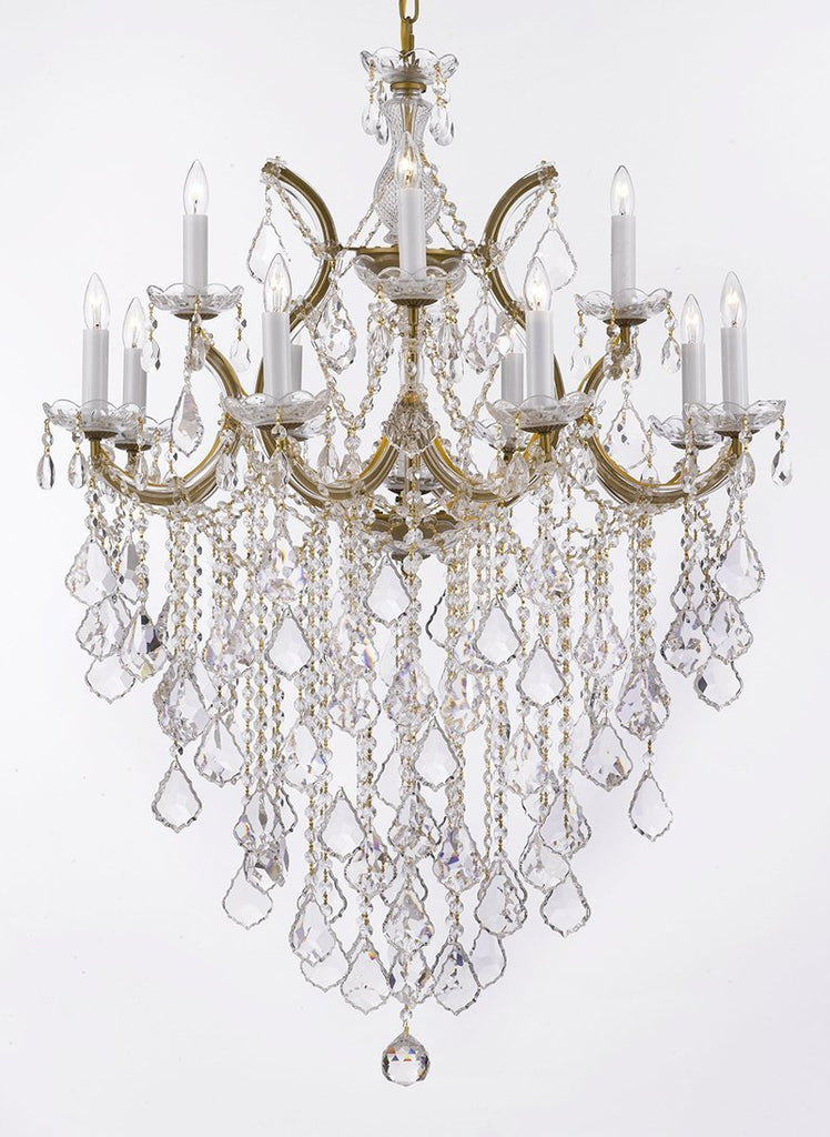 Maria Theresa Chandelier Lights Fixture Pendant Ceiling Lamp Dressed HT 40" WD 28" - Good for Dining Room, Foyer, Entryway, Living Room and More! - F83-B12/21532/12+1