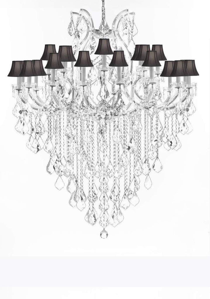 Crystal Chandelier Lighting Chandeliers H59"X W46" Great for The Foyer, Entry Way, Living Room, Family Room and More! w/Black Shades - A500-B12/BLACKSHADES/CS/2MT/24+1