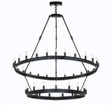 Set of 2 - Iron Vintage Barn Metal Castile Two Tier Chandelier Chandeliers Industrial Loft Rustic Lighting W 38" H 50" - 2EA G7-3429/30