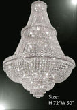French Empire Crystal Chandelier Lighting W/ Swarovski Crystal 6Ft Tall - Perfect For An Entryway Or Foyer - A500-Silver/448/48Sw