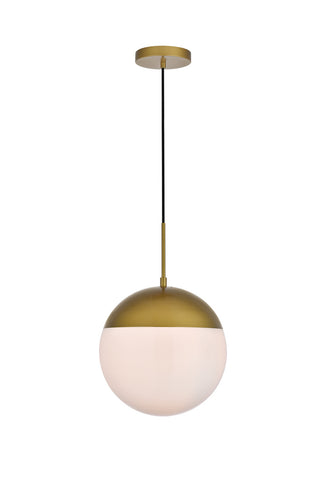 ZC121-LD6042BR - Living District: Eclipse 1 Light Brass Pendant With Frosted White Glass