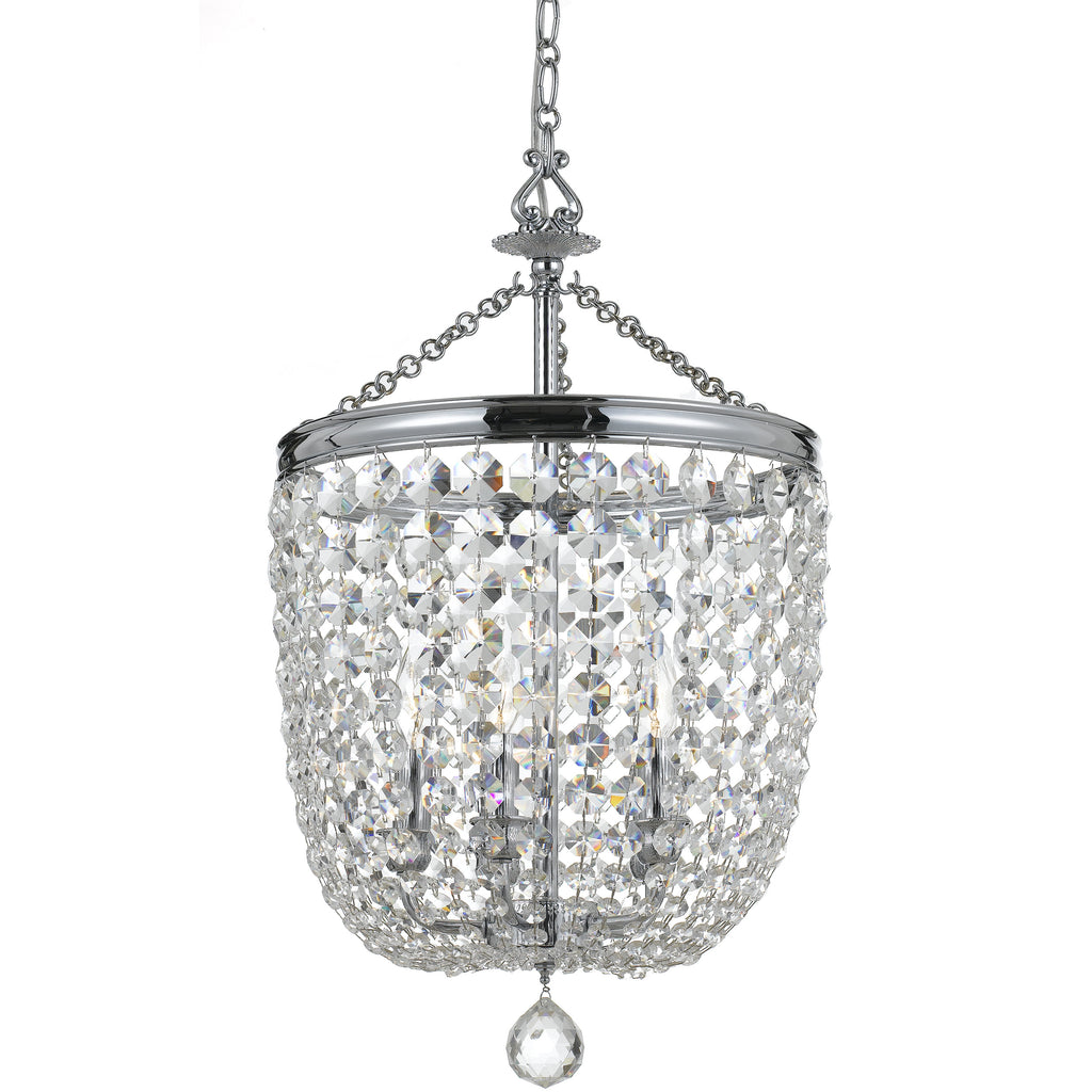 5 Light Polished Chrome Transitional  Traditional  Crystal Chandelier Draped In Clear Hand Cut Crystal - C193-785-CH-CL-MWP