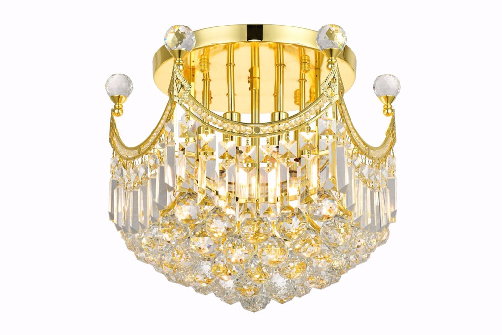 C121-8949F16G/RC - Regency Lighting: Corona 6 light Gold Flush Mount Clear Royal Cut Crystal