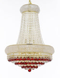 Swarovski Crystal Trimmed Moroccan Style French Empire Crystal Chandelier Chandeliers H32" X W24" Dressed with Ruby Red Crystal Balls - Good for Dining Room, Foyer, Entryway, Family Room and More - F93-B96/CG/542/15SW
