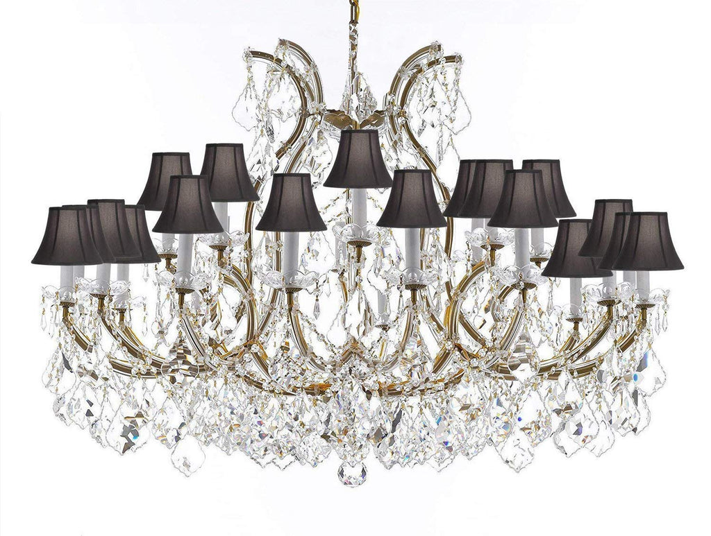 Crystal Chandelier Lighting Chandeliers H35" X W46" Great for The Foyer, Entry Way, Living Room, Family Room and More! w/Black Shades - A83-B62/BLACKSHADES/2MT/24+1