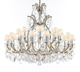 Swarovski Crystal Trimmed Chandelier Lighting Chandeliers H41" X W46" Great for the Foyer, Entry Way, Living Room, Family Room and More w/White Shades - A83-B62/WHITESHADES/52/2MT/24+1SW