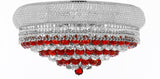 Swarovski Crystal Trimmed Moroccan Style French Empire Flush Crystal Chandelier H15" X W24" Dressed with Ruby Red Crystal Balls - Good for Dining Room, Foyer, Entryway, Family Room and More - F93-B96/FLUSH/CS/542/15SW