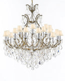 Swarovski Crystal Trimmed Chandelier Lighting Chandeliers H52" X W46" Dressed with Large, Luxe Crystals - Great for the Foyer, Entry Way, Living Room, Family Room and More w/White Shades - A83-B90/WHITESHADES/52/2MT/24+1SW