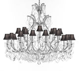 Swarovski Crystal Trimmed Chandelier Lighting Chandeliers H41" XW46" Great for the Foyer, Entry Way, Living Room, Family Room and More w/Black Shades - A83-B62/CS/BLACKSHADES/52/2MT/24+1SW
