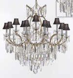 Maria Theresa Chandelier Crystal Lighting Chandeliers w/Optical Quality Fringe Prisms! Great for the Dining Room, Foyer, Entry Way, Living Room! H38" X W37" w/Black Shades - A500-B8/BLACKSHADES/21510/15+1