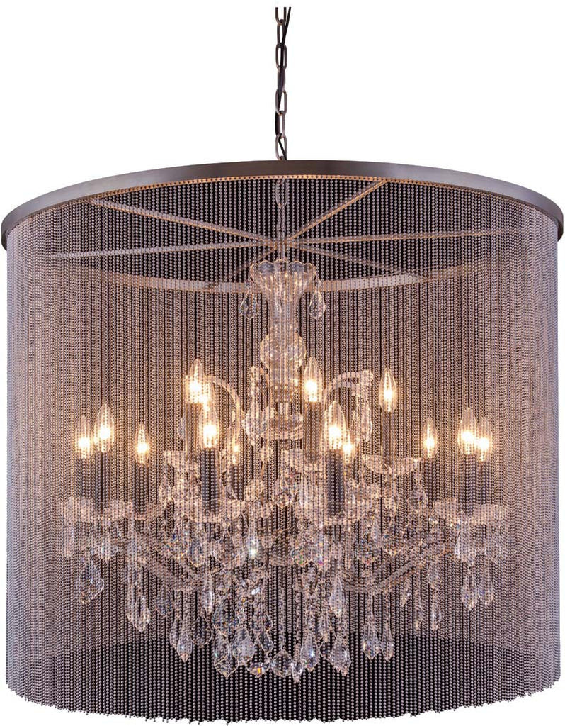 C121-1131D36MB/RC By Elegant Lighting - Brooklyn Collection Mocha Brown Finish 15 Lights Pendant lamp