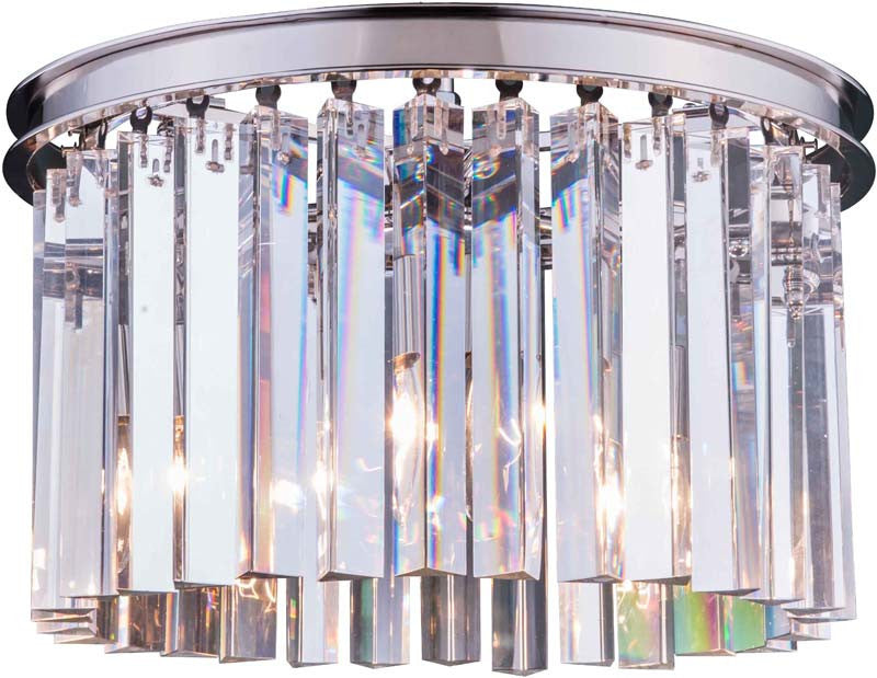 C121-1208F16PN/RC By Elegant Lighting - Sydney Collection Polished nickel Finish 3 Lights Flush Mount