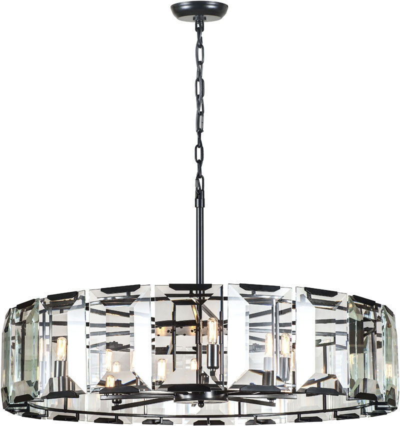 C121-1211D43FB By Elegant Lighting - Monaco Collection Flat Black (Matte) Finish 10 Lights Pendant Lamp