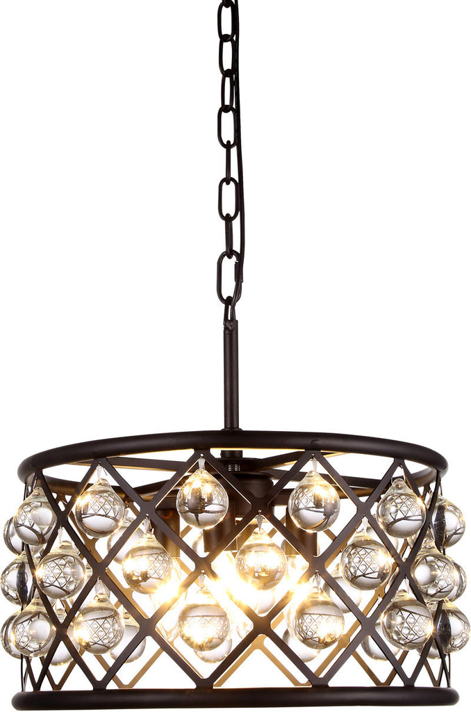 C121-1213D16MB/RC By Elegant Lighting - Madison Collection Mocha Brown Finish 4 Lights Pendant Lamp