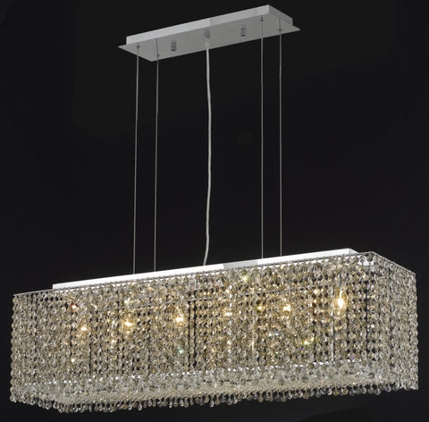 C121-1291D38C-LP/RC By Elegant Lighting Moda Collection 6 Light Chandeliers Chrome Finish