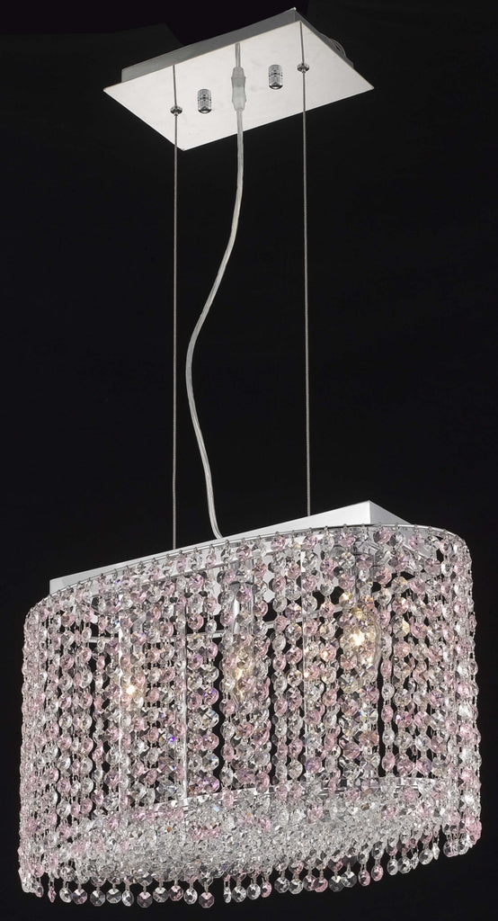 C121-1292D18C-CL/RC By Elegant Lighting Moda Collection 3 Light Chandeliers Chrome Finish