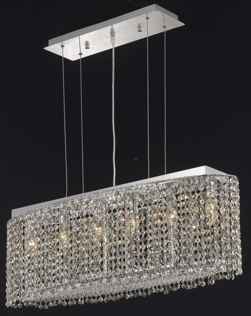 C121-1292D32C-TO/RC By Elegant Lighting Moda Collection 6 Light Chandeliers Chrome Finish