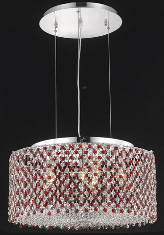 C121-1293D22C-JT/RC By Elegant Lighting Moda Collection 6 Light Chandeliers Chrome Finish