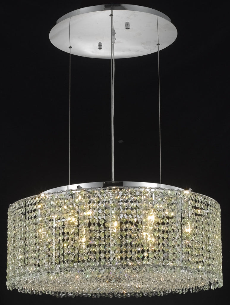 C121-1293D26C-GT/RC By Elegant Lighting Moda Collection 9 Light Chandeliers Chrome Finish