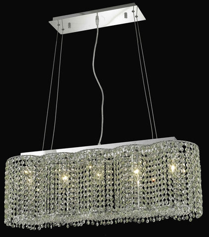 C121-1295D32C-LP/RC By Elegant Lighting Moda Collection 5 Light Chandeliers Chrome Finish