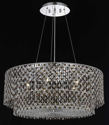 C121-1298D28C-GT/RC By Elegant Lighting Moda Collection 5 Light Chandeliers Chrome Finish