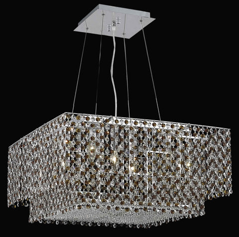 C121-1299D24C-CL/RC By Elegant Lighting Moda Collection 4 Light Chandeliers Chrome Finish