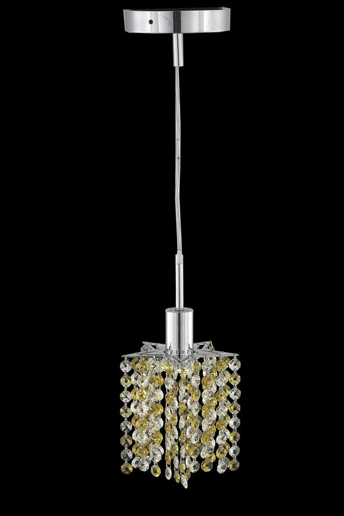 C121-1381D-R-P-GT/RC By Elegant Lighting Mini Collection 1 Light Pendants Chrome Finish