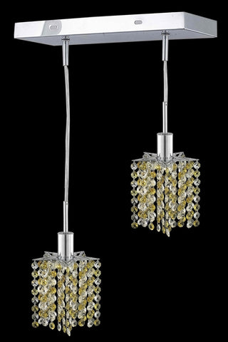 C121-1382D-O-P-RO/RC By Elegant Lighting Mini Collection 2 Light Pendants Chrome Finish