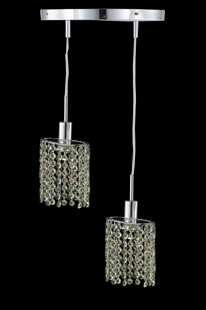 C121-1382D-R-E-JT/RC By Elegant Lighting Mini Collection 2 Light Pendants Chrome Finish