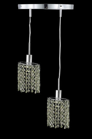 C121-1382D-R-E-TO/RC By Elegant Lighting Mini Collection 2 Light Pendants Chrome Finish