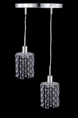 C121-1382D-R-R-GT/RC By Elegant Lighting Mini Collection 2 Light Pendants Chrome Finish