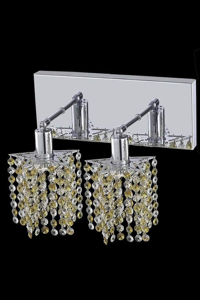 C121-1382W-O-P-GT/RC By Elegant Lighting Mini Collection 2 Light Wall Sconces Chrome Finish
