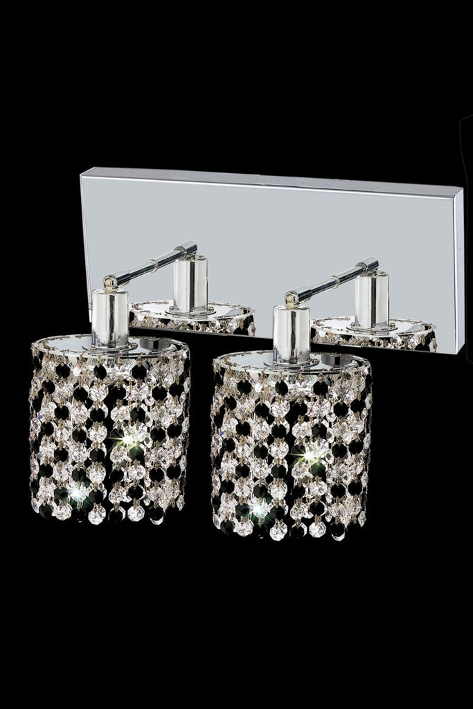 C121-1382W-O-R-GT/RC By Elegant Lighting Mini Collection 2 Light Wall Sconces Chrome Finish
