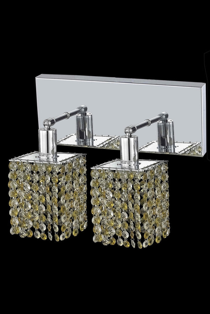 C121-1382W-O-S-JT/RC By Elegant Lighting Mini Collection 2 Light Wall Sconces Chrome Finish