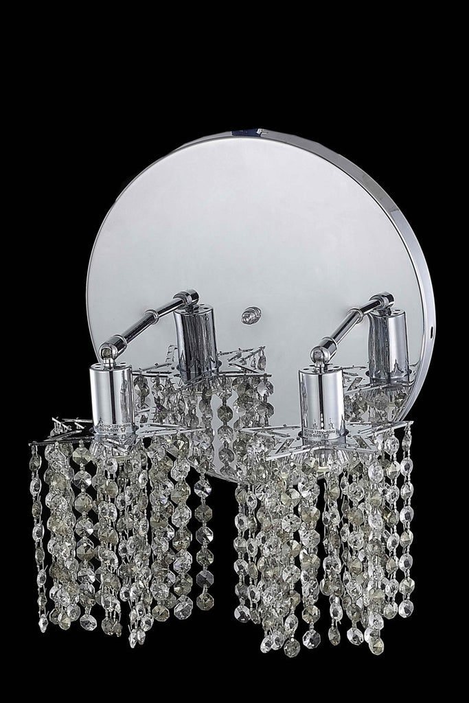 C121-1382W-R-P-TO/RC By Elegant Lighting Mini Collection 2 Light Wall Sconces Chrome Finish