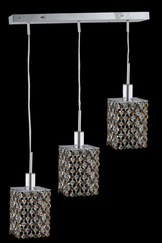 C121-1383D-O-S-LT/RC By Elegant Lighting Mini Collection 3 Light Pendants Chrome Finish