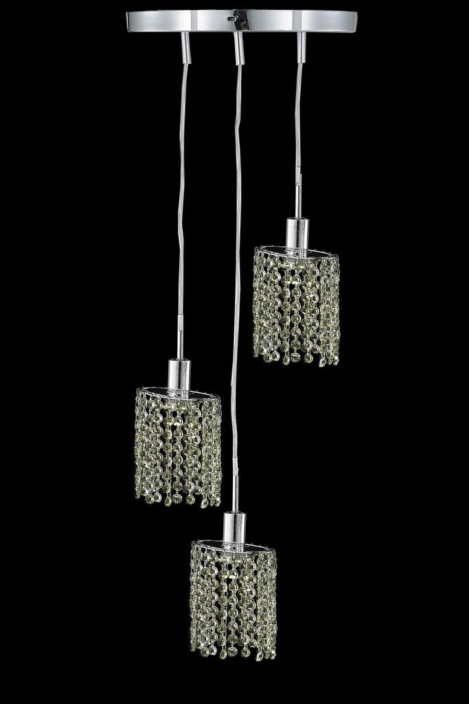 C121-1383D-R-E-TO/RC By Elegant Lighting Mini Collection 3 Light Pendants Chrome Finish