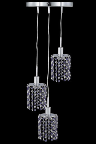 C121-1383D-R-R-LT/RC By Elegant Lighting Mini Collection 3 Light Pendants Chrome Finish