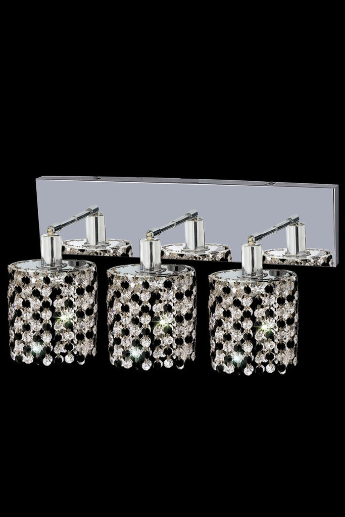 C121-1383W-O-R-TO/RC By Elegant Lighting Mini Collection 3 Light Wall Sconces Chrome Finish